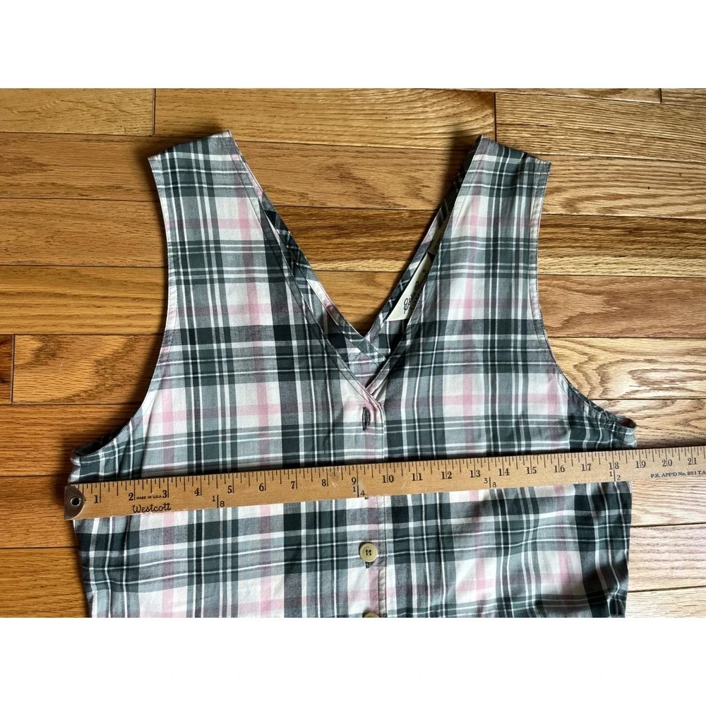 Edie Bauer Tartan Plaid 100% Cotton Maxi Dress Green Pink S Tradwife‎ Modest
